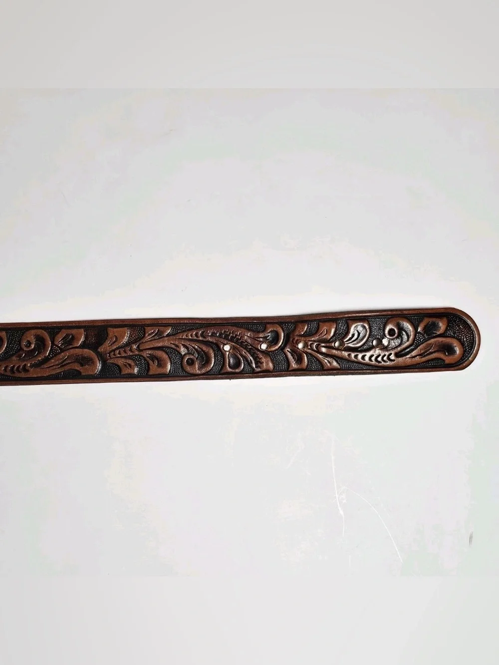 Vintage Rockmount Ranch Wear Mens Hand Tooled Leather Belt 32 Western Rodeo Boho